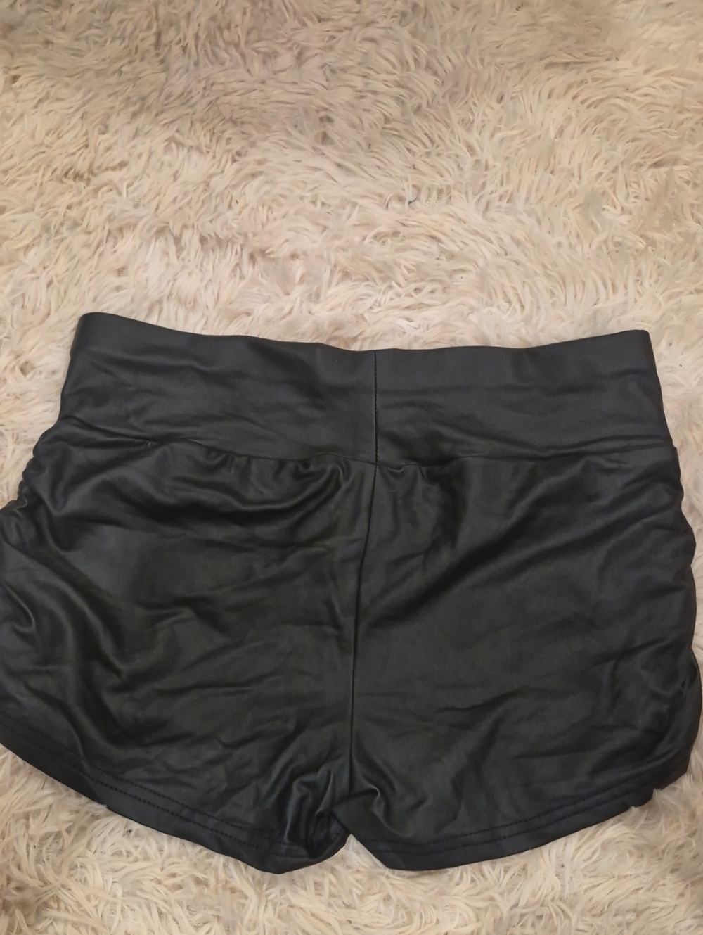 Women’s High-Waist Faux Leather Black Stretch Shorts